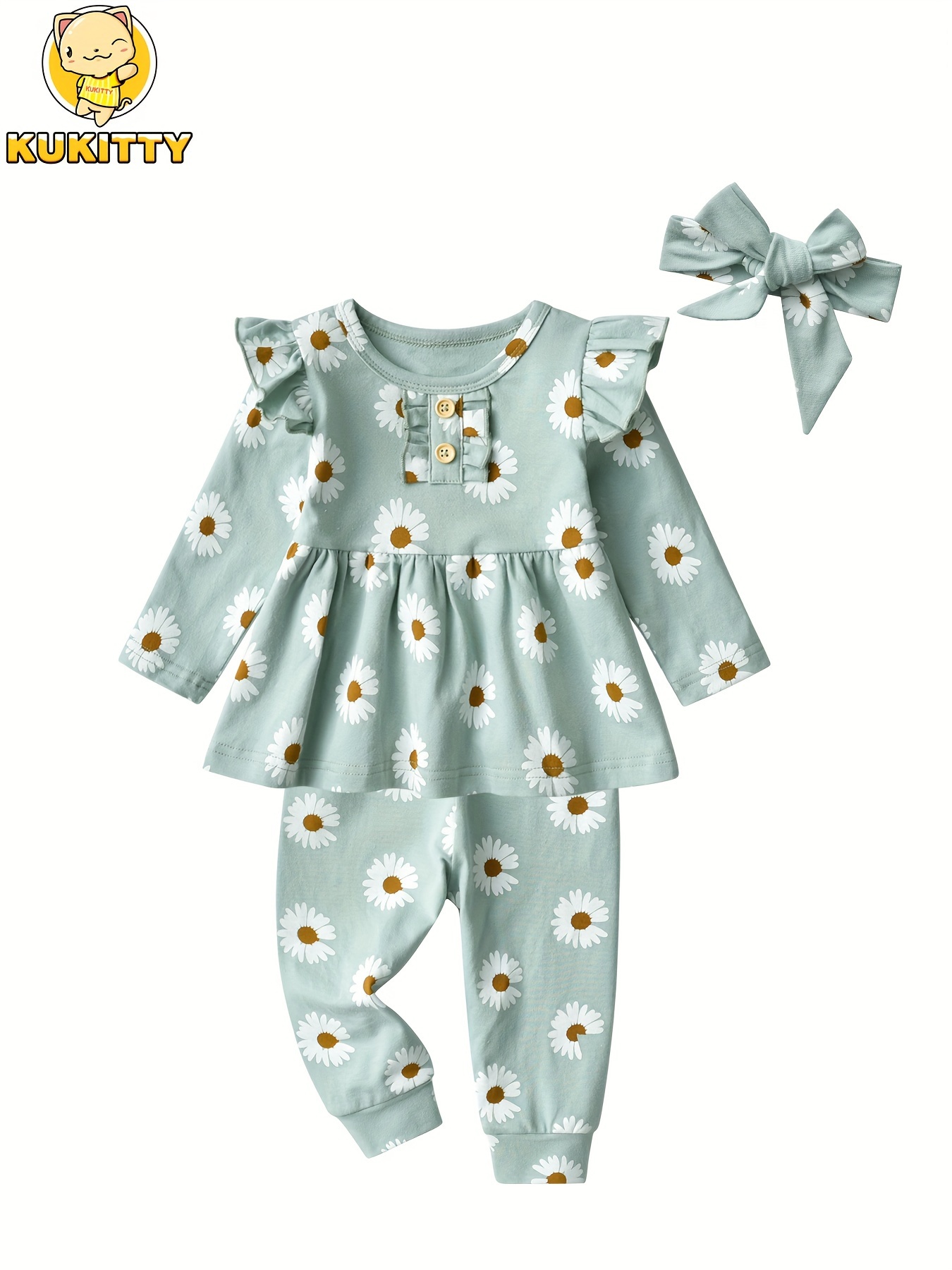 Buy Baby Girl Christmas Autumn Clothes Set Long Sleeve Cartoon Print