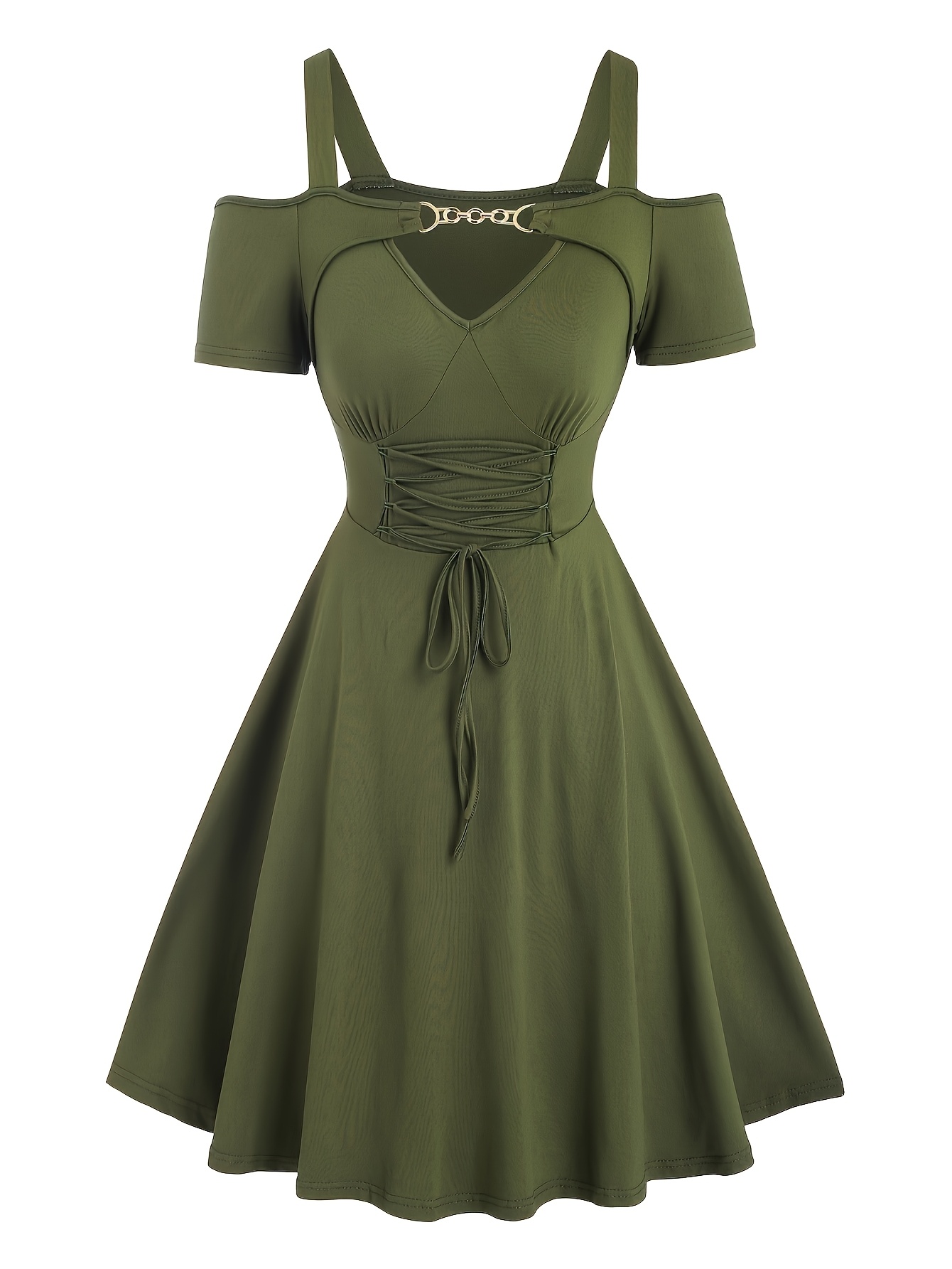 temu green dresses Long Bright Olive Chiffon Dress Floral One Shoulder Bridesmaid Dress –  daisyformals-dev