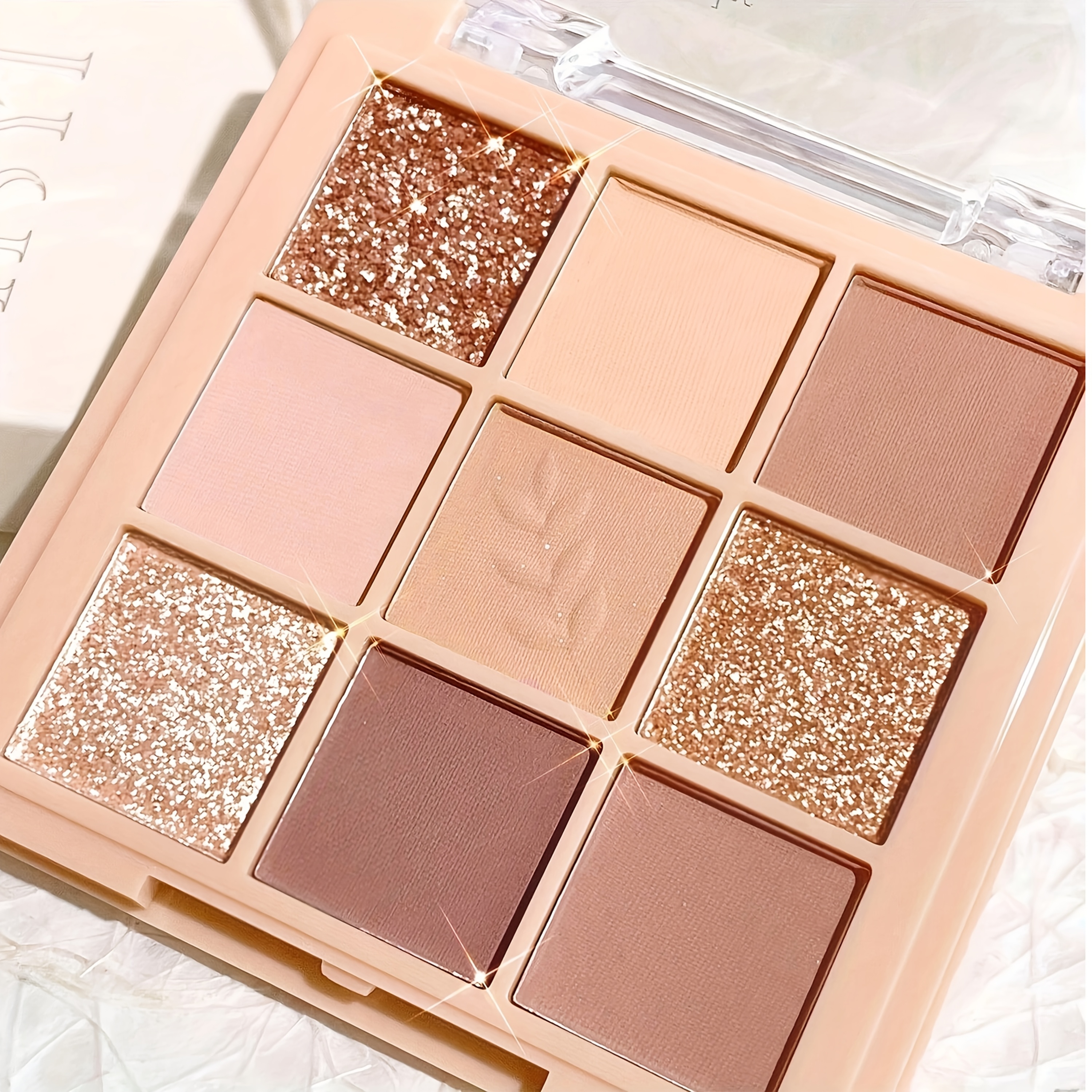 9-color Milk Tea Nude Eyeshadow Palette, 1pc, Matte & Shimmer , Gold Brown Nude Tones, Long Lasting Easy Blend, Portable Cosmetics, , Party & Festival Eye Makeup Looks