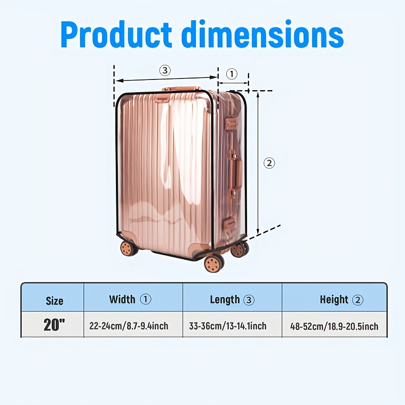 TEMU Housse de protection transparente pour bagages, anti-rayures, anti-poussière, accessoire de voyage durable, tailles multiples, bords renforcés,