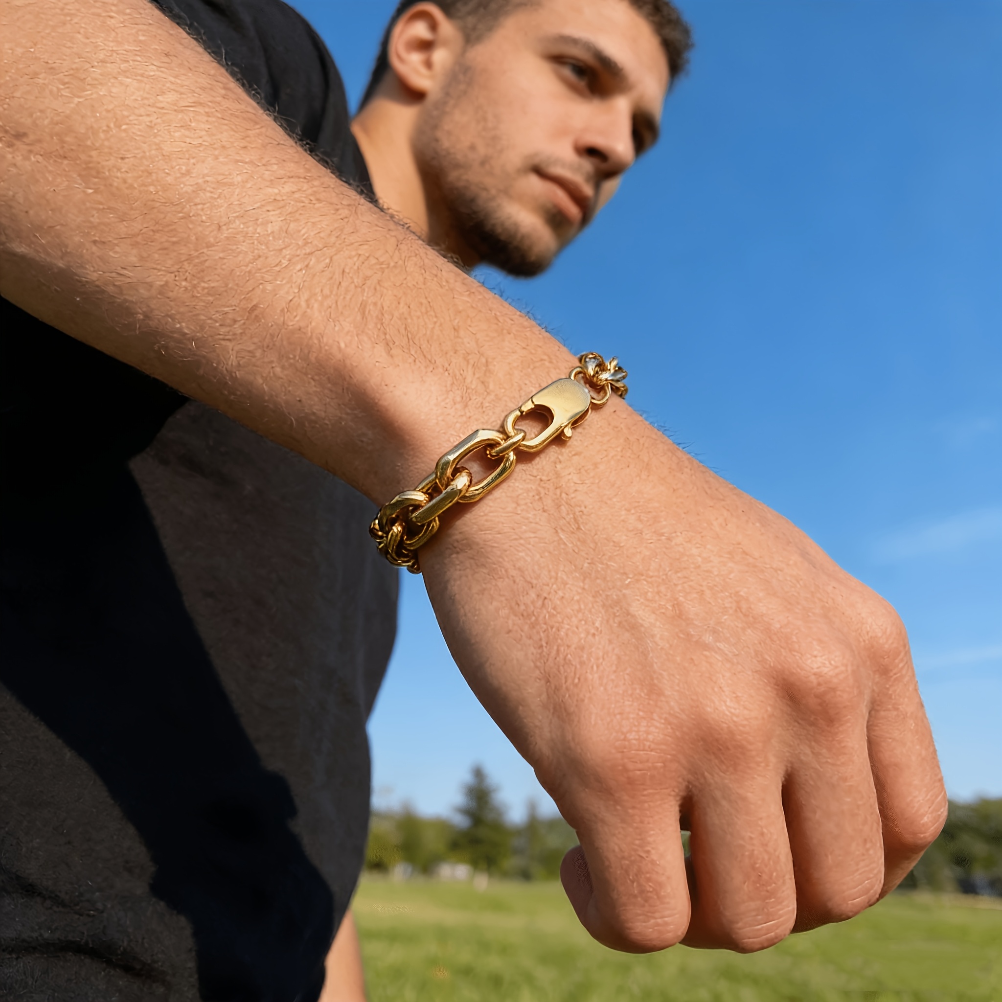 Men's Trendy Stainless Steel Cut Edge Square Bracelet