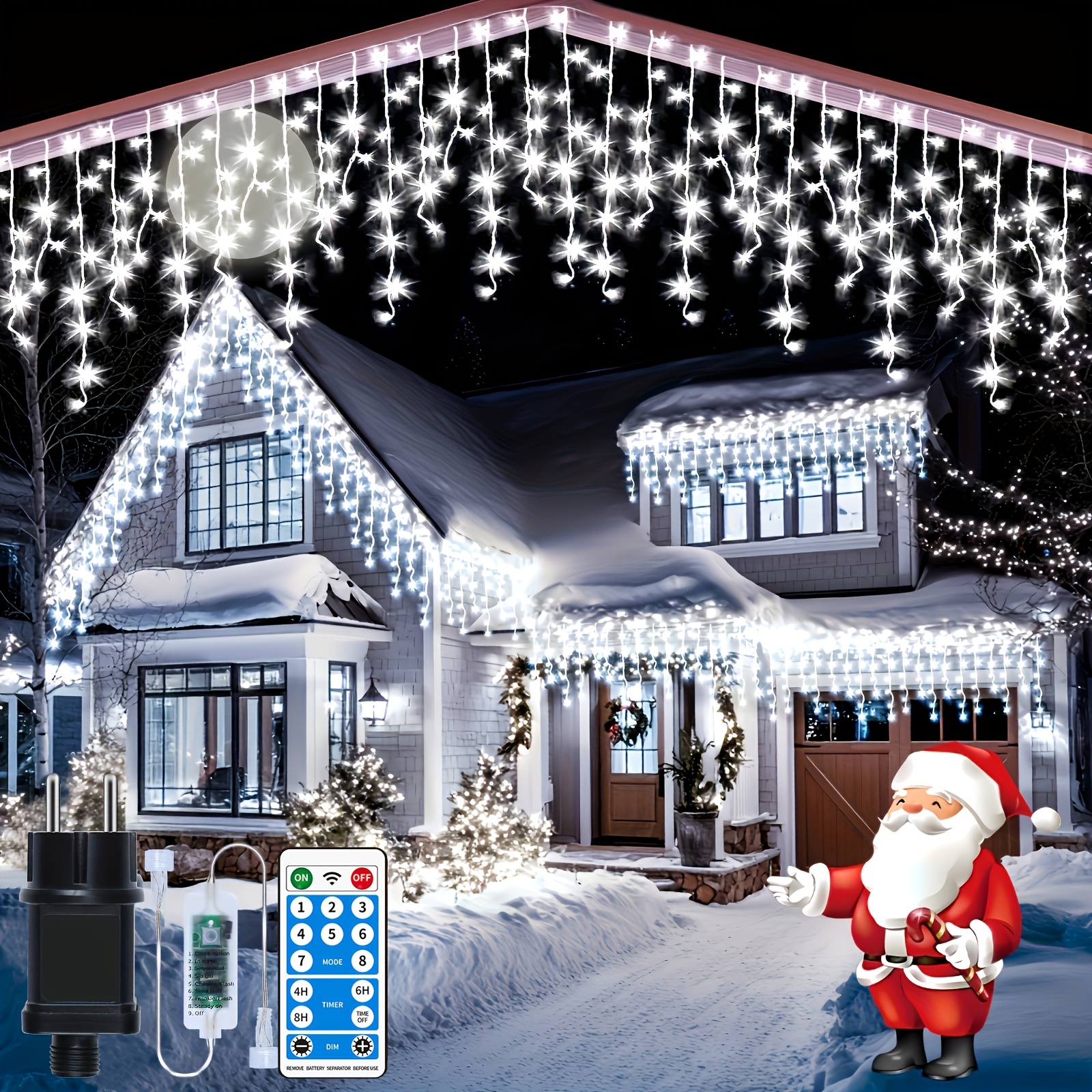 TEMU Guirlande Lumineuse à Effet de Glace Améliorée Extra-longue à Brancher. 82ft 20+5m. et Couleur Commutable par Boutons Télécommande 5/6. 660 LED,