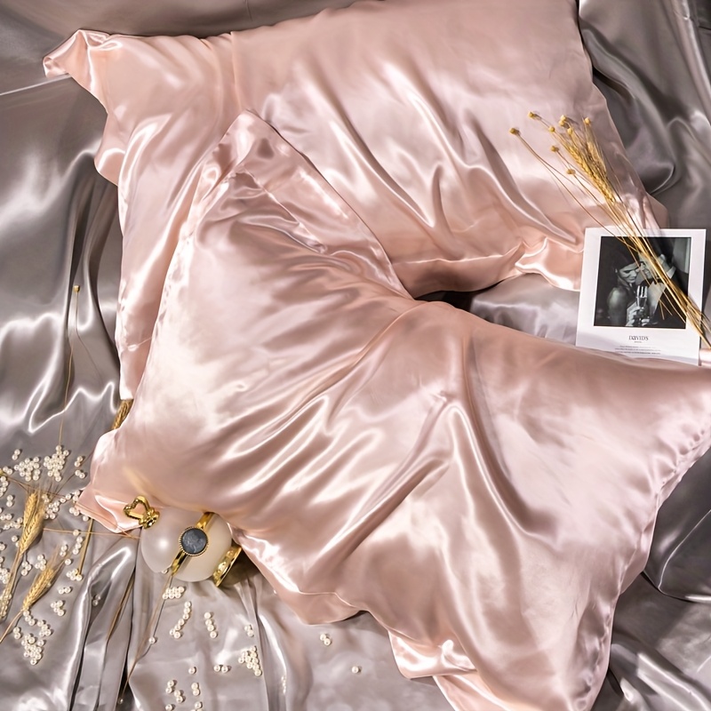 2pcs Satin Pillowcase, Soft And Smooth Texture, Satin Solid Color Envelope Pillowcase, Reduce Hair Breakage Prevent Wrinkles