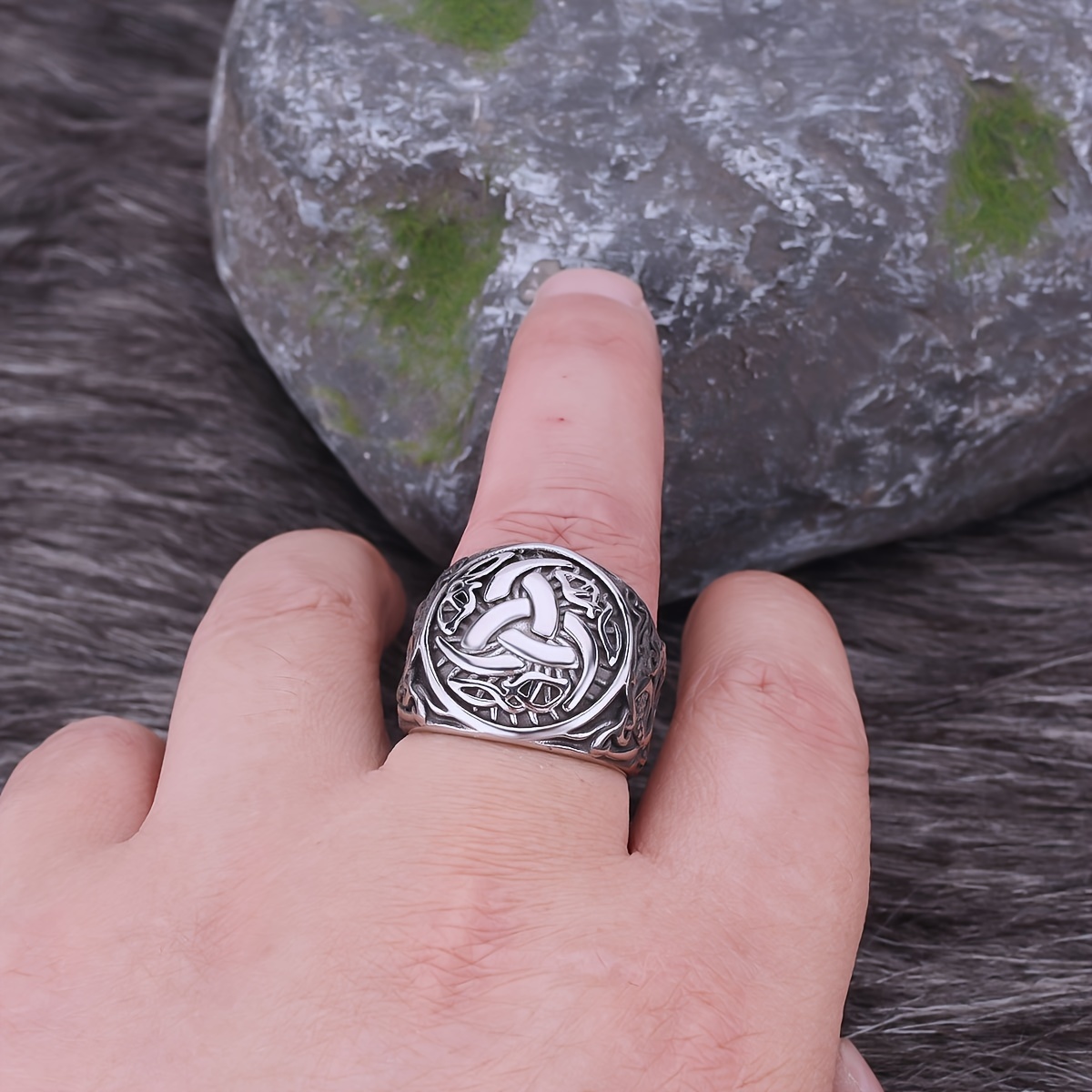 Viking Celtic Knot Stainless Steel Ring Men