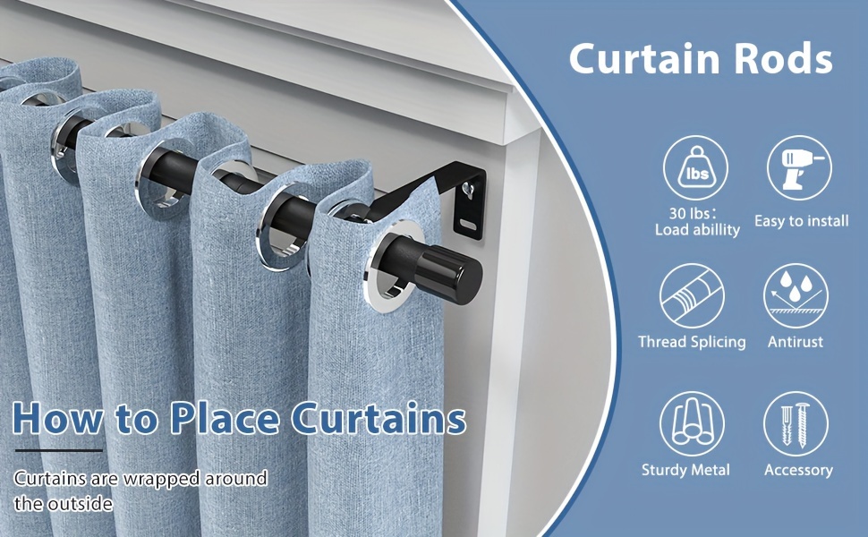 1 set modern heavy duty 5 8 inch metal curtain rod with brackets contemporary black drapery pole for small windows anti scratch supports up to 25 lbs details 0