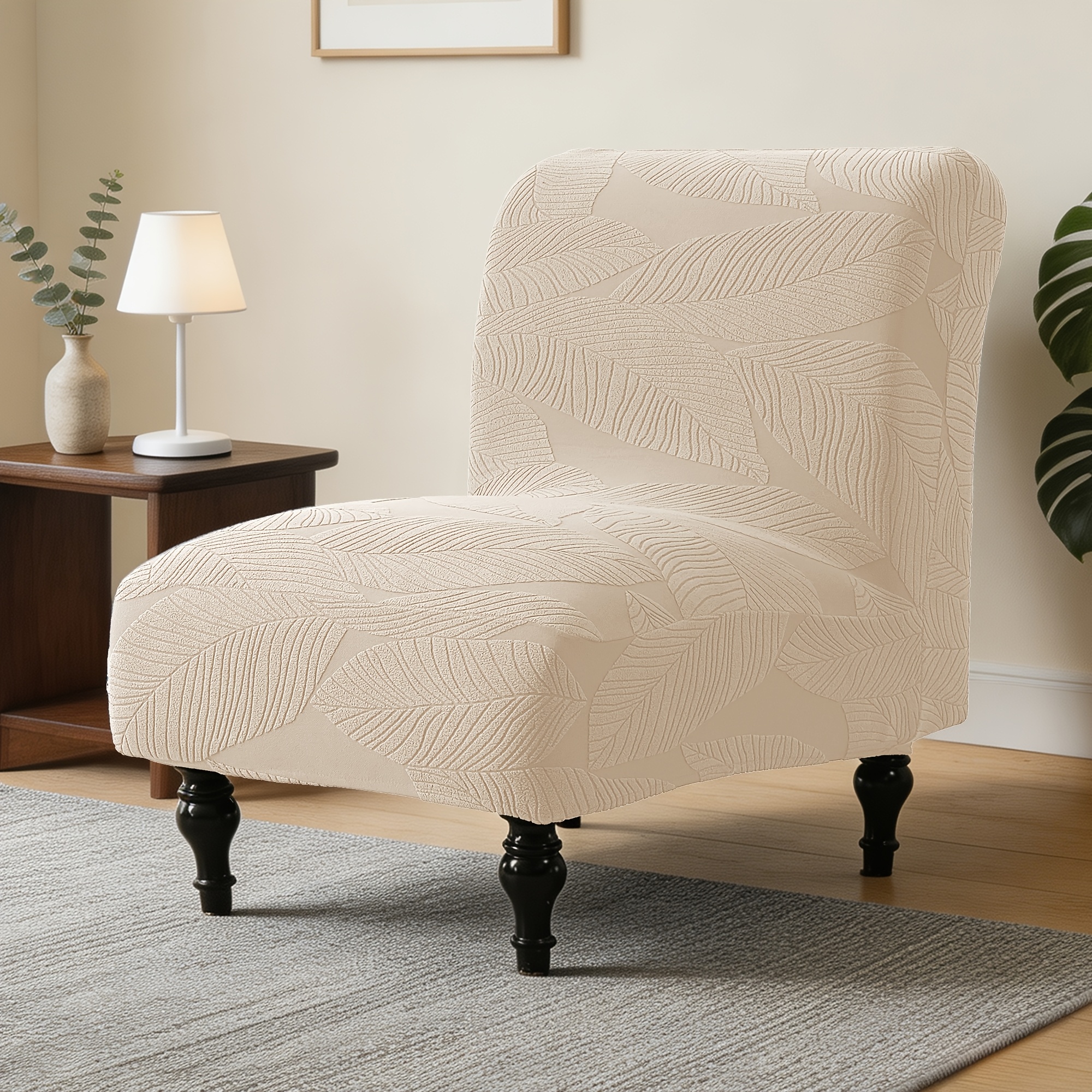 TEMU 1pc Single-seat Armless Sofa Cover, Stretch Full-coverage Armchair Slipcover, Single Seat Chubby Head Chair Cover, , Machine Washable,