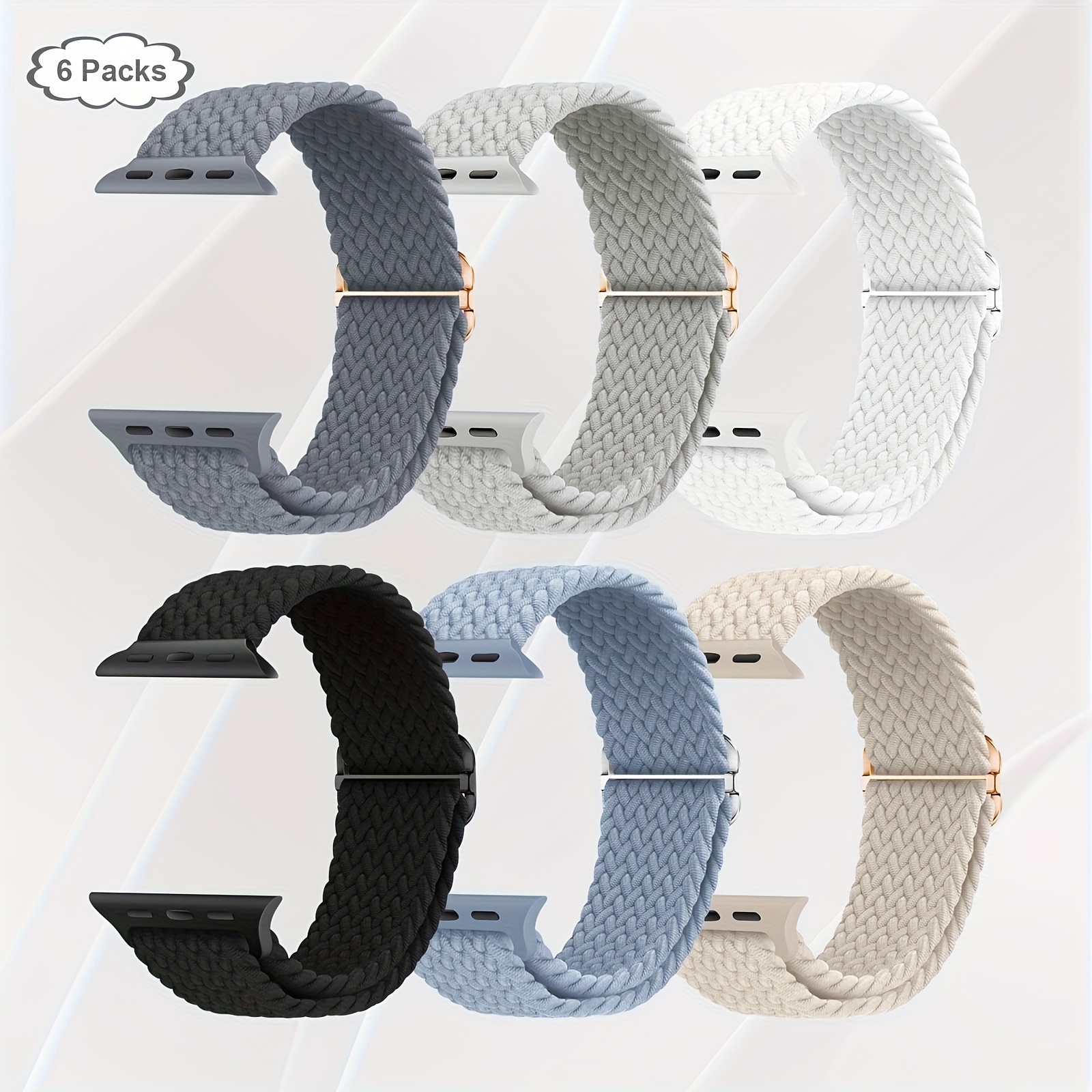 Set Of 6 Breathable Nylon Woven Watch Bands Suitable For Watch