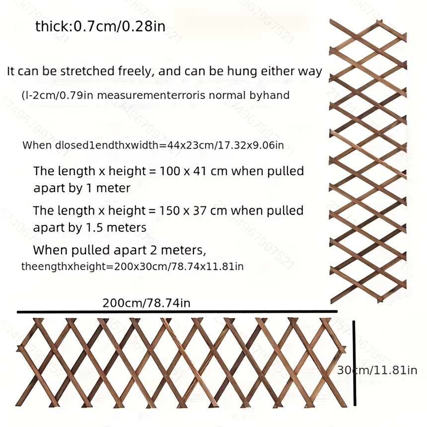 Image of 1pc Outdoor Anti-corrosion Wooden Fence, Expandable Solid Wood Fence, Vine Trellis Garden Fence , Wall Decoration Grid Flower Stand