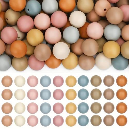 60pcs 15mm creative multicolor round silicone beads in bulk for handmade beaded necklace decorative gifts crafts making bead decoration kit
