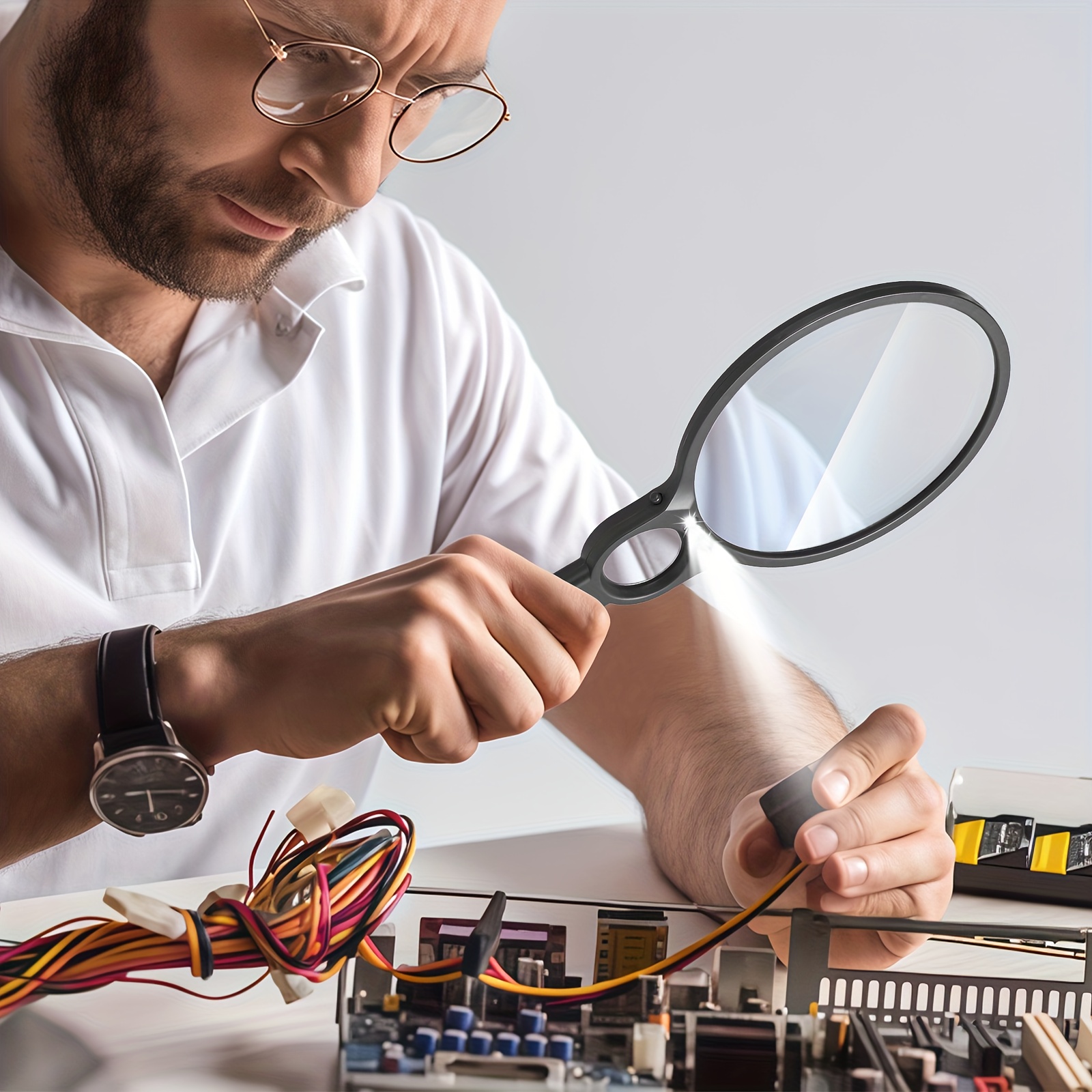 led reading lamp portable and lightweight offers reliable lighting for reading studying   with dual lens 5x 10  for   detail battery powered with two aaa carbon batteries Product details 5