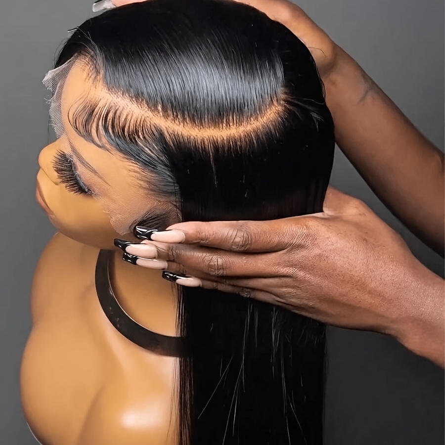 TEMU Straight Lace Front Wigs Human Hair 13x4 Transparent Lace Frontal Wig For Women Glueless Wig Lace Long Black Wig Straight Lace Human Wig