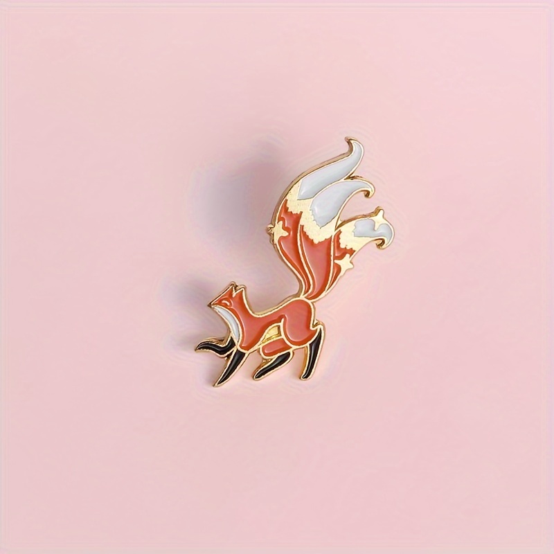 

1pc Creative Cartoon Animal Enamel Alloy Brooch Personality Cute Long Tail Fox Baked Paint Funny Cute Clothing Backpack Hat Badge Decorative Accessory