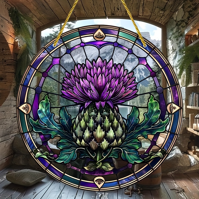 

Scottish Thistle Acrylic Sun Catcher 8"x8" - Perfect For Home Decor, Wreath Centerpieces, Window & Porch Accents Rustic Decor For Home Country Decor For Home
