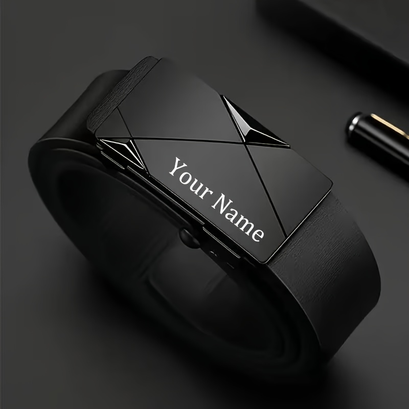 TEMU Custom Engraved Men's Alloy Auto Belt, Personalized Name Gift For Father's Day Birthday Anniversary