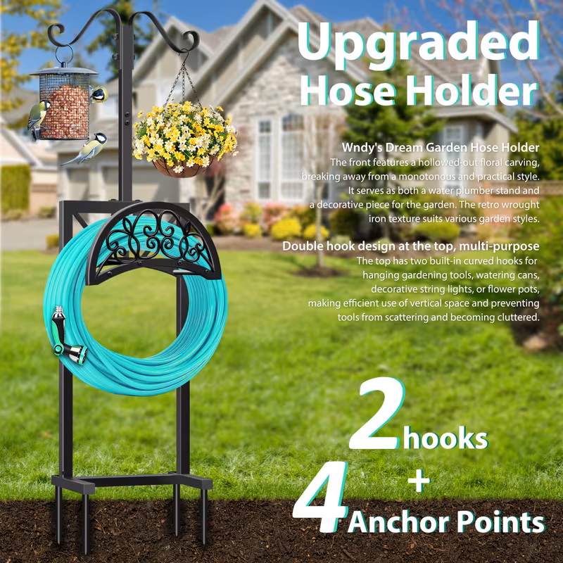 heavy duty metal garden hose holder freestanding outdoor