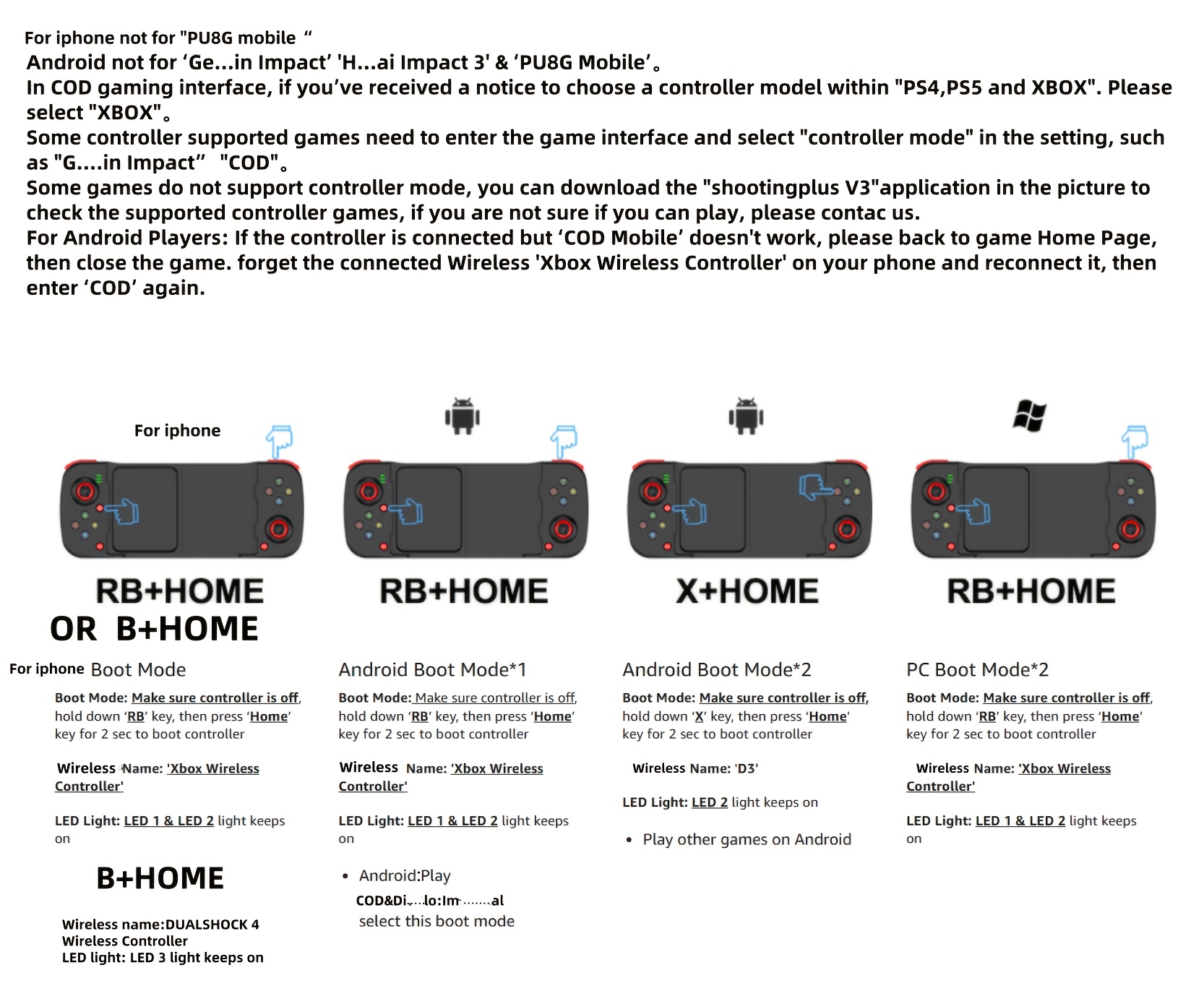 [Wireless Gamepad] Wireless Gamepad | for iPhone/Android/Steam Deck/PC/Table Mobile Phone Controller, Wireless Game Controller Joystick Telescopic Gamepad - COD Mobile Diablo Immortal, Directly Play