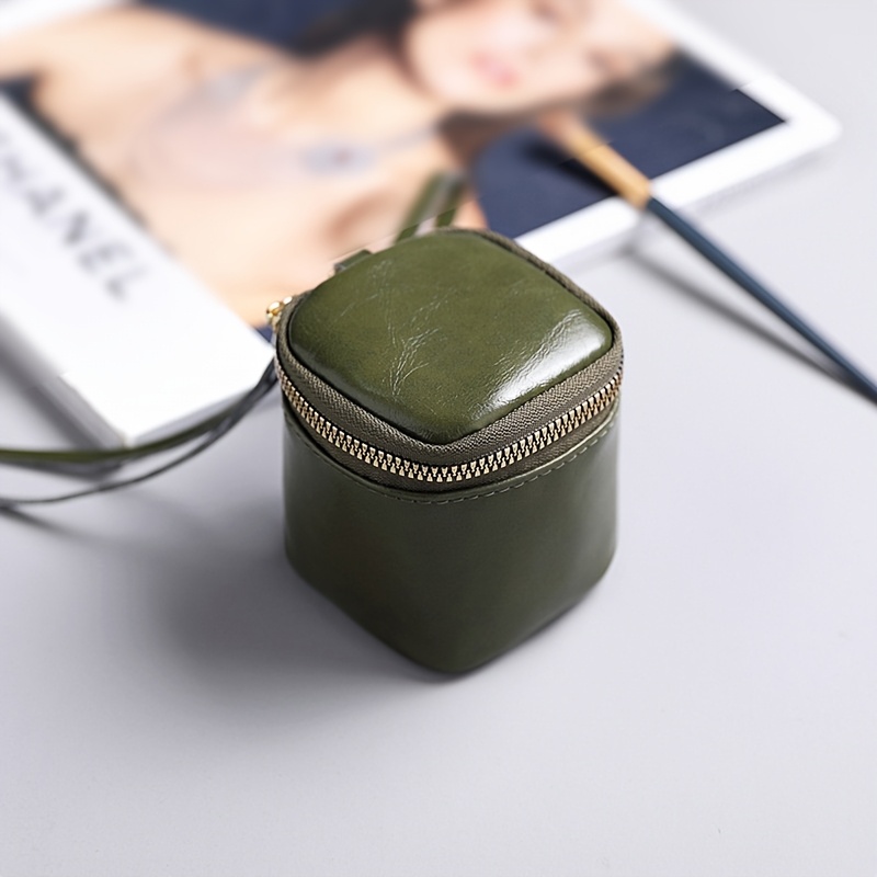 New Solid Color Portable Storage Earphone Bag Coin Purse Good Texture Small Bag Handheld Earphone Bag Mouth Red Envelope Coin Bag Storage Bag Card Bag Coin Purse