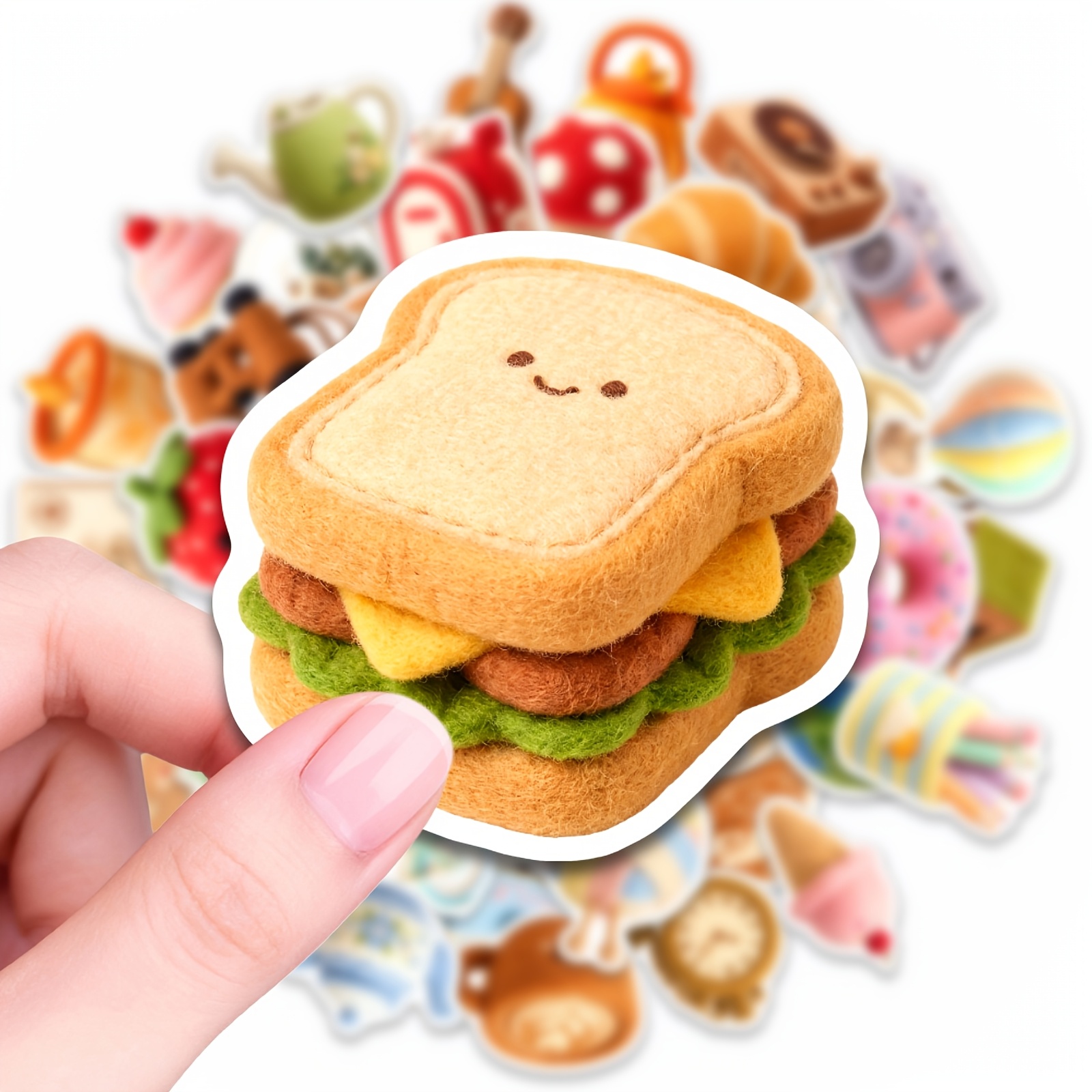 TEMU 50pcs Wool Felt Objects Stickers, For Felt Lovers Aesthetic Stickers. Ideal For Laptop, Water Bottle, Phone, Journal, , Bumper, Skateboard,