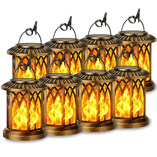 solar hexagonal clip flame lantern 2 4 8 bronze black