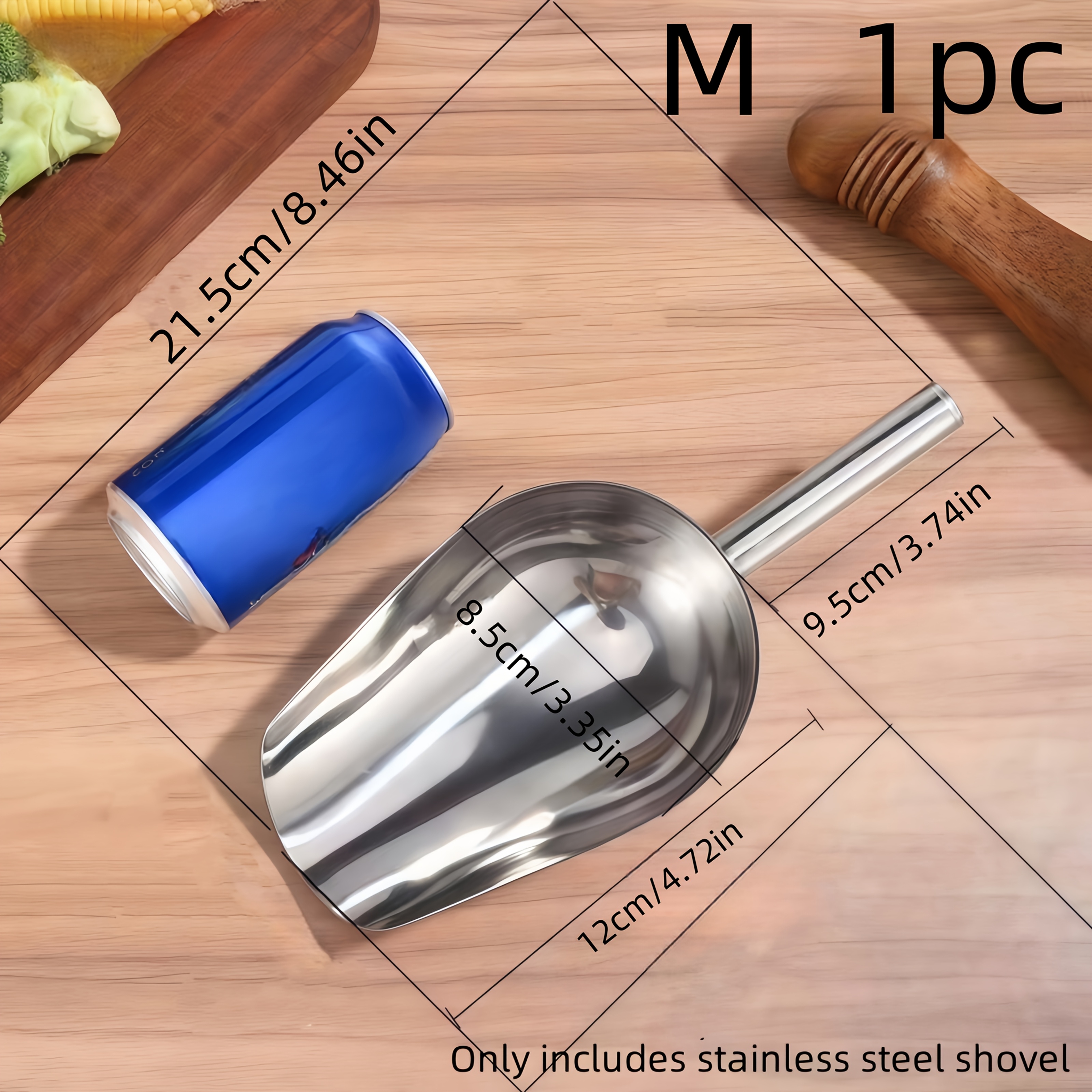 Image of 1pc Stainless Steel Scoop For Dry Fruit, Rice, Ice, Sugar, Beans - Small/medium/large Kitchen Utensil, Supermarket , Cooking Tool