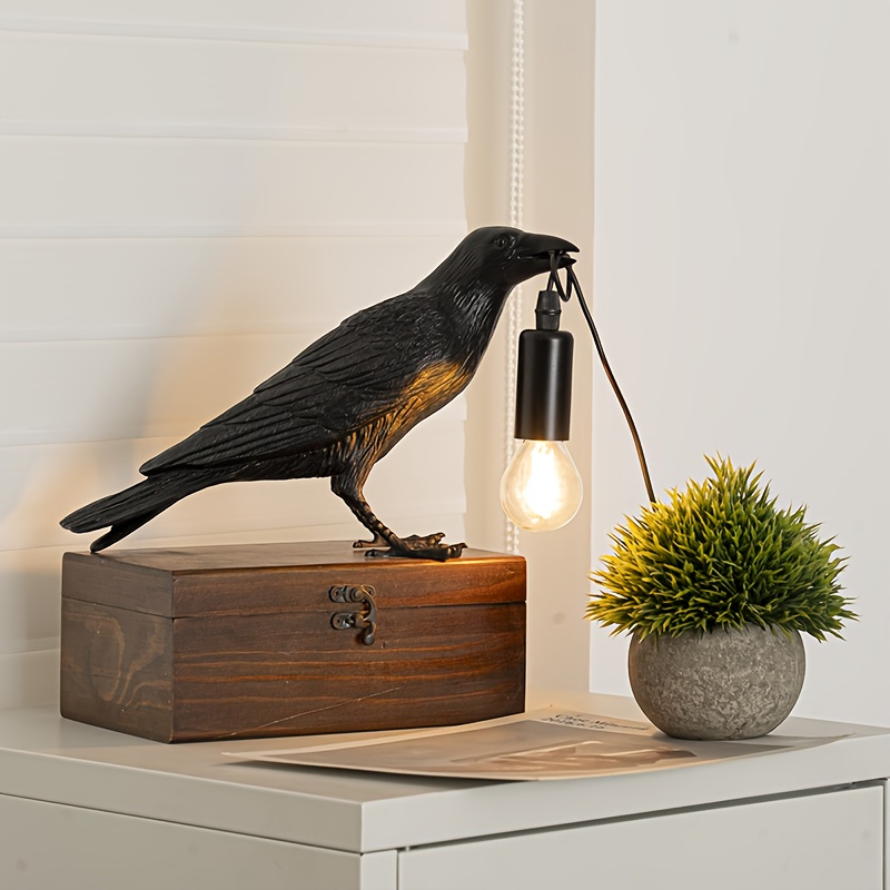 

1pc Table Lamp, Modern Led Bird Light With Usb, Resin Crow Desk Lamp For Bedroom/office/living Room/farmhouse Decor