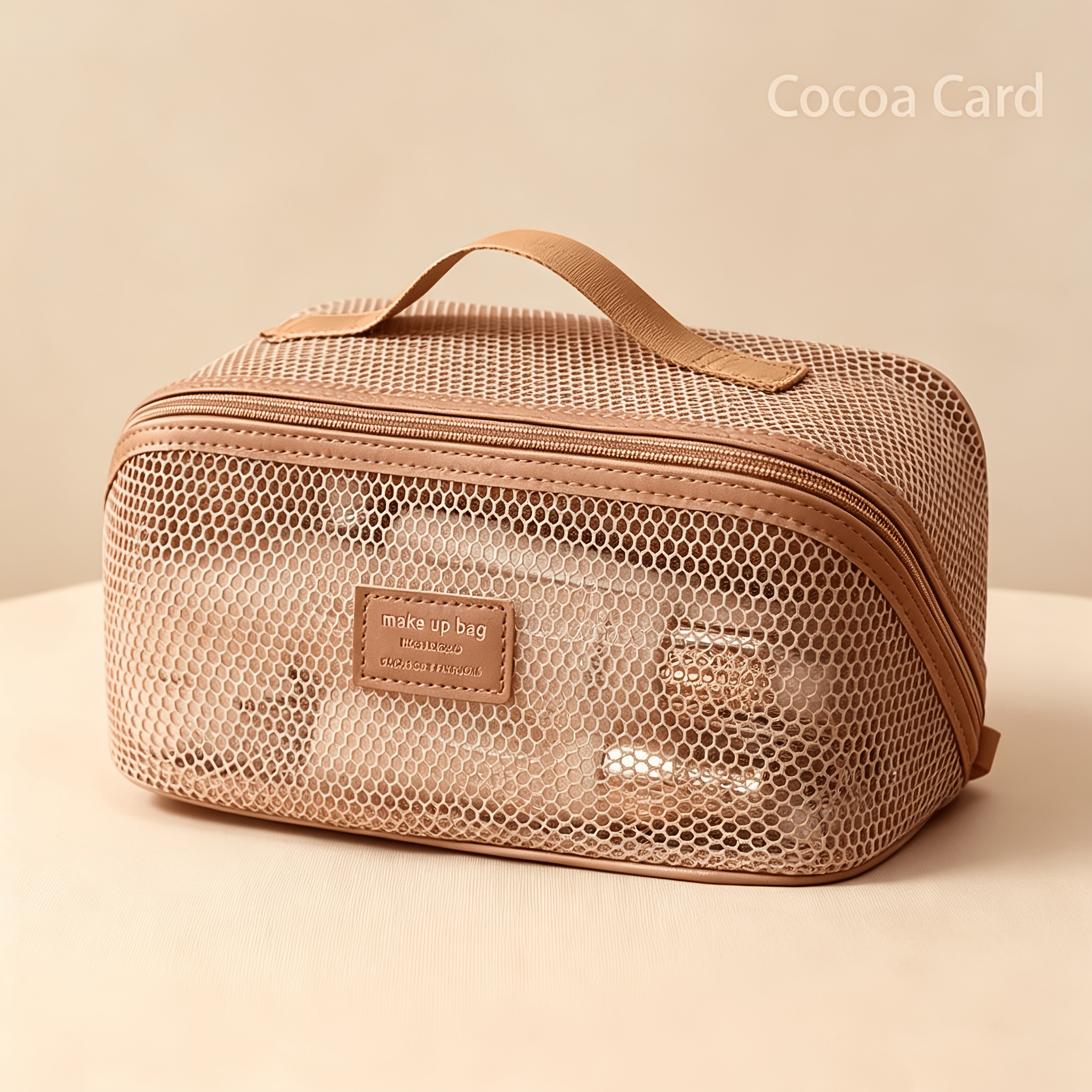 Mesh Makeup Bag For Women, Large Capacity Travel Cosmetic Organizer, Portable Toiletry Bag