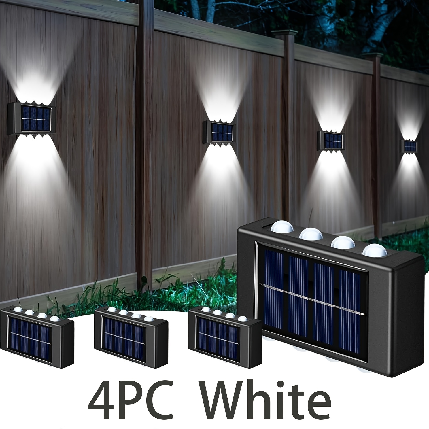TEMU 4 Packs, 8pcs Led Solar Wall Lights, Outdoor Lighting, Outdoor Wall Decorative Lights, Home Led Landscape Lights, Suitable For Outdoor,