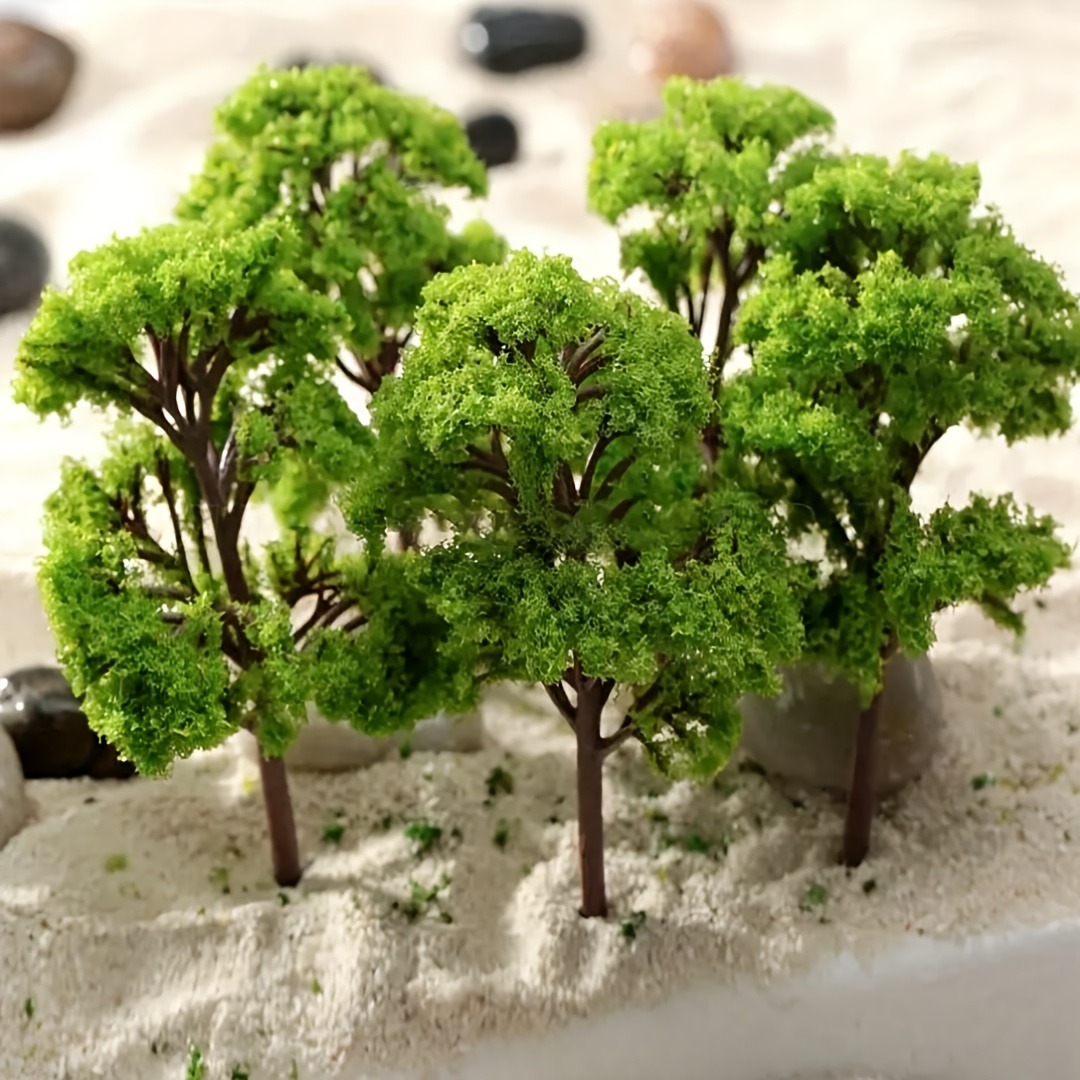 

6pcs Mini Tree Set - Decorative Trees For Model , 1:12 Scale Moss Micro Ornaments, Decor