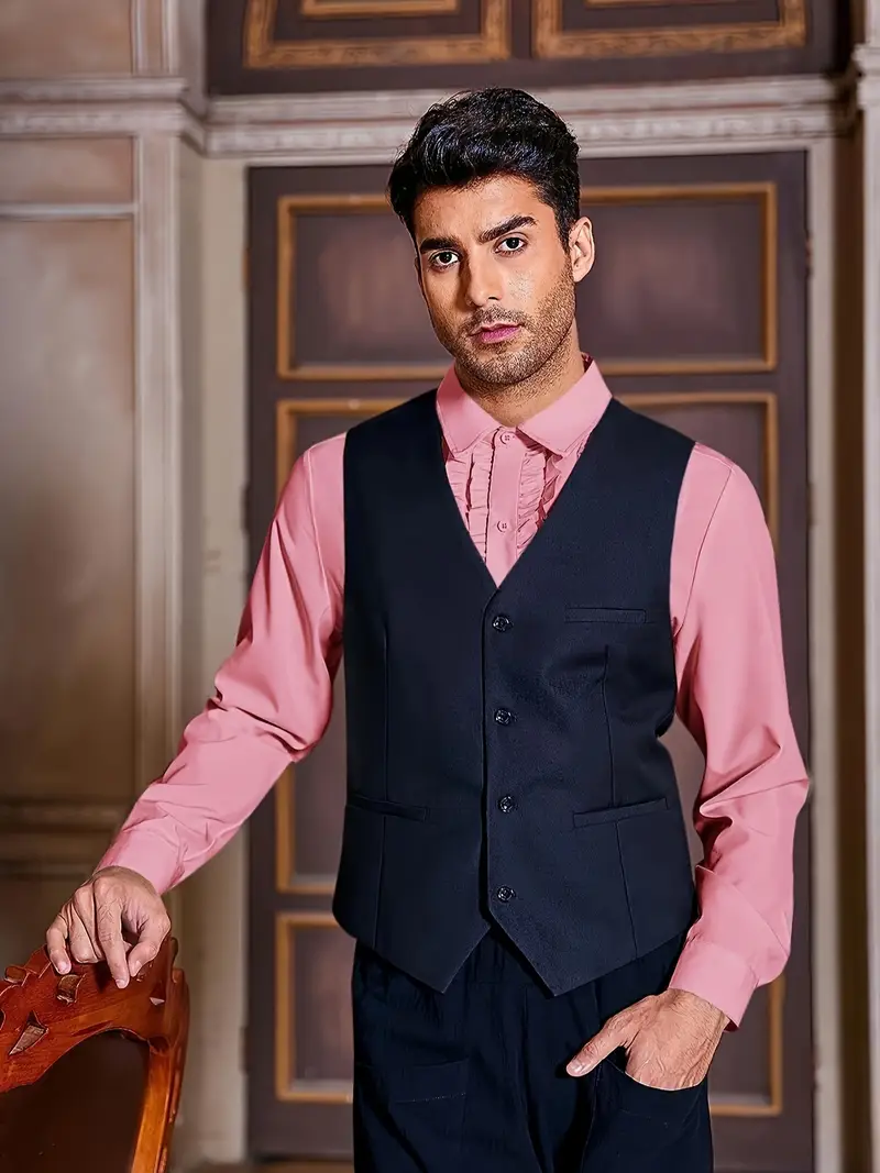 mens ruffle tuxedo shirt 80s prom button frill Temu