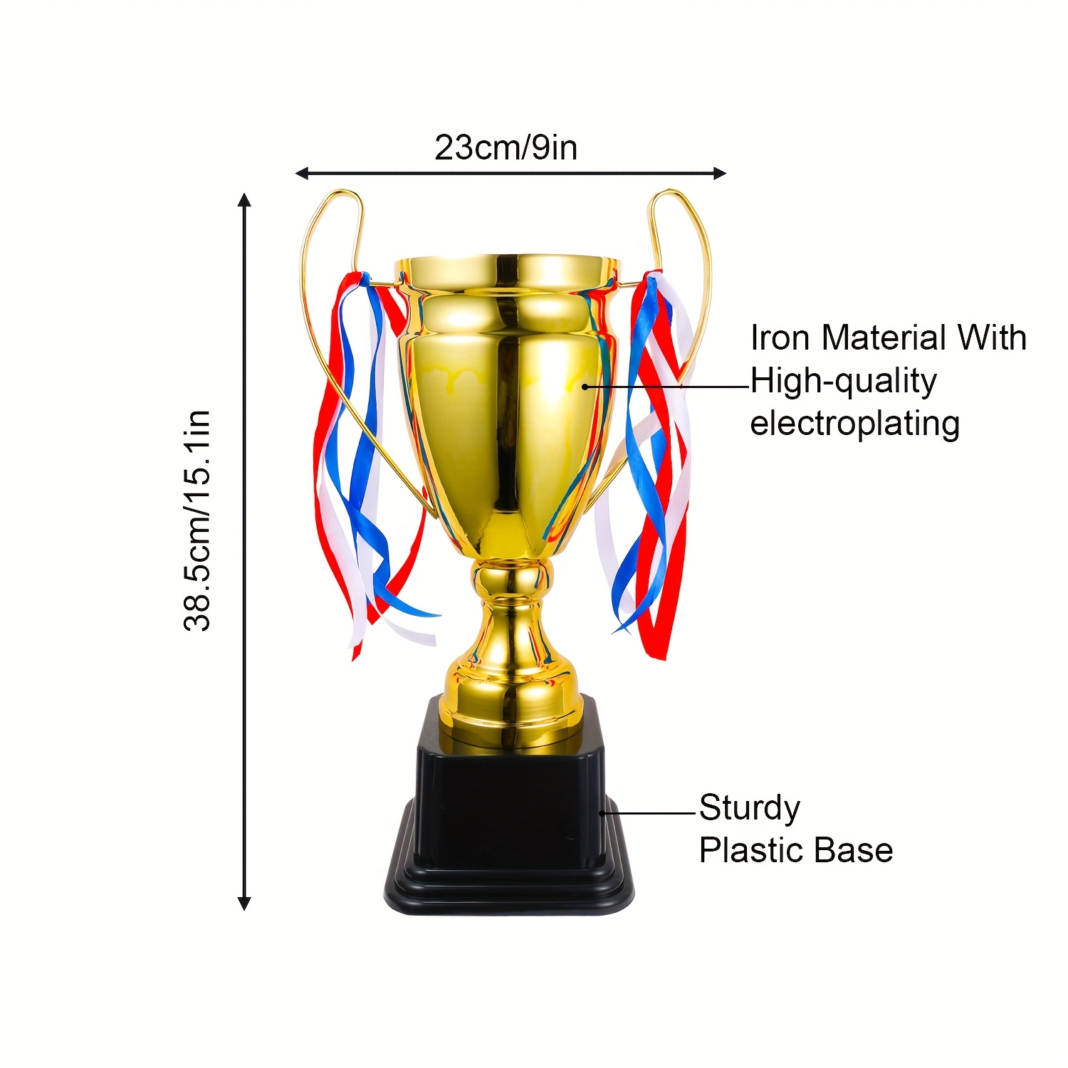 TEMU 1pc Customized Metal Sports Trophy | Iron Alloy With Abs, Available In Bronze, Golden, Silvery - Ideal For Soccer And Tennis Events