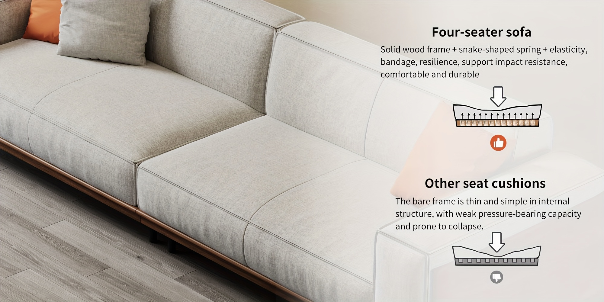 modern minimalist outdoor sofa 111 81 cushioned linen fabric metal frame for garden and patio Product details 3