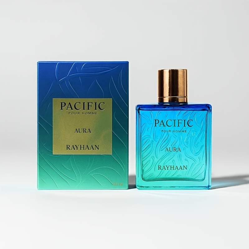 Rayhaan Pacific Aura Pour Homme, Flacon Bleu Vibrant, Parfum Rafraîchissant, Fragrance pour Hommes