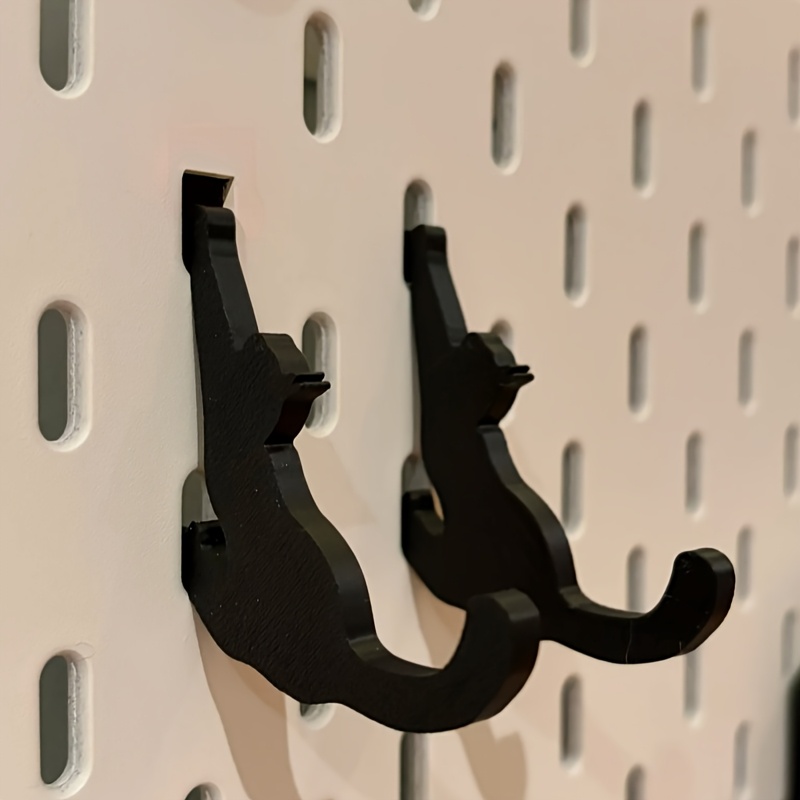 TEMU 2/6pcs Pegboard Cat Hooks, Compatible With Ikea Skadis, Used With Pegboard Desk Clips, Creative 3d Printed Hooks For Study And Entryway Storage,