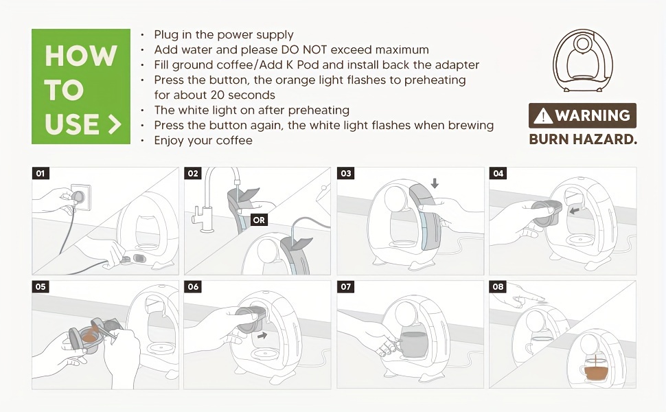 2 in 1 kaffeemaschine für kcup gemahlenen kaffee americano mini kaffeemaschine teemaschine mit kaffeefilter kcup adapter 4 8 tassenbrühgrößen details 6