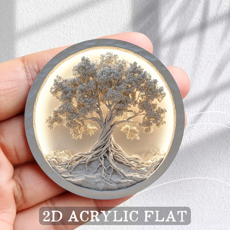 Image of 1pc Light-up Tree Of Life Magnet Suitable For Home, Office, Fridge & Dishwasher Decor - Decoration With Base, Elegant Tree Of For Cabinets, Doors, Panels - Ornament For Refrigerator, 2d Flat