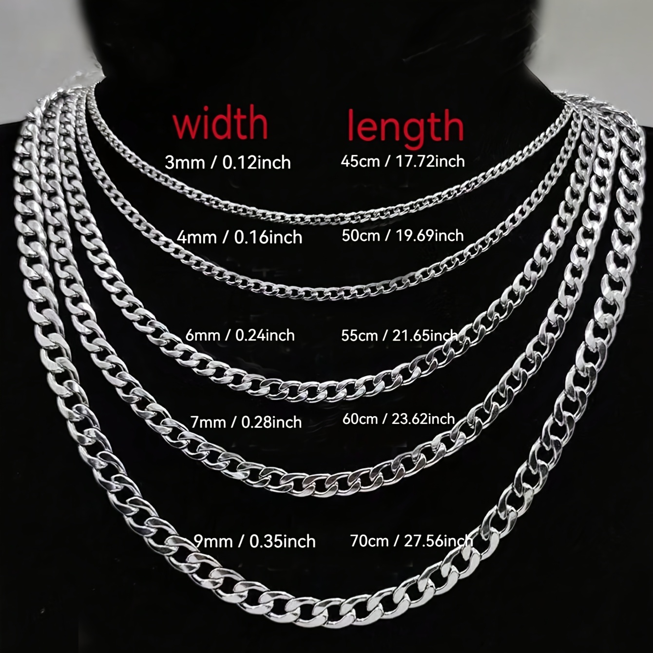 TEMU Znice 1pc Women's Fashion Simple Versatile Silvery Basic Cuban Chain Necklace, Stainless Steel Waterproof Fade-resistant, Suitable For Daily