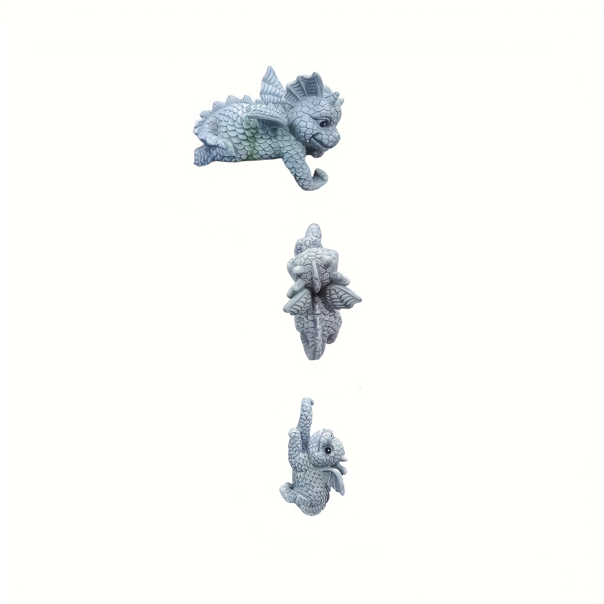 Image of 3pcs Resin Little Flying Dragon Set, Cute Dragon Hanging Ornaments, Home And Room Decorations, Resin Crafts For Halloween Thanksgiving Christmas Decorations Collectible Figurines