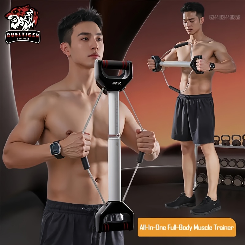 DUELTIGER All-in-One Full Body Muscle Trainer - Adjustable Resistance Training, Portable Home Gym Equipment with Sturdy Construction for Strength, Core, Glutes, Arms, Legs - Ideal for Home, Gym, Travel, Outdoor - No Power Needed, Compatible with Fitness Routines of All Levels, Grip Strength Trainer, Strength Workout, Compact Design, Reliable Workout Tool, Versatile Workout Device, Workout Beginners, Lightweight Trainer, Highquality Materials, Exercise Equipment, Travel Exercise