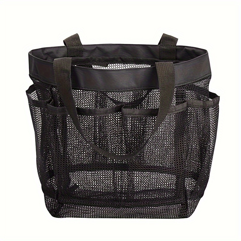 1pc Mesh Shower Tote Bag, 8 Pockets, Men Women Hanging Portable Toiletry Bag, College Dorm Essential Quick Dry Bath Organizer, For College Dorm, Gym, Camping (black), Shower Caddies