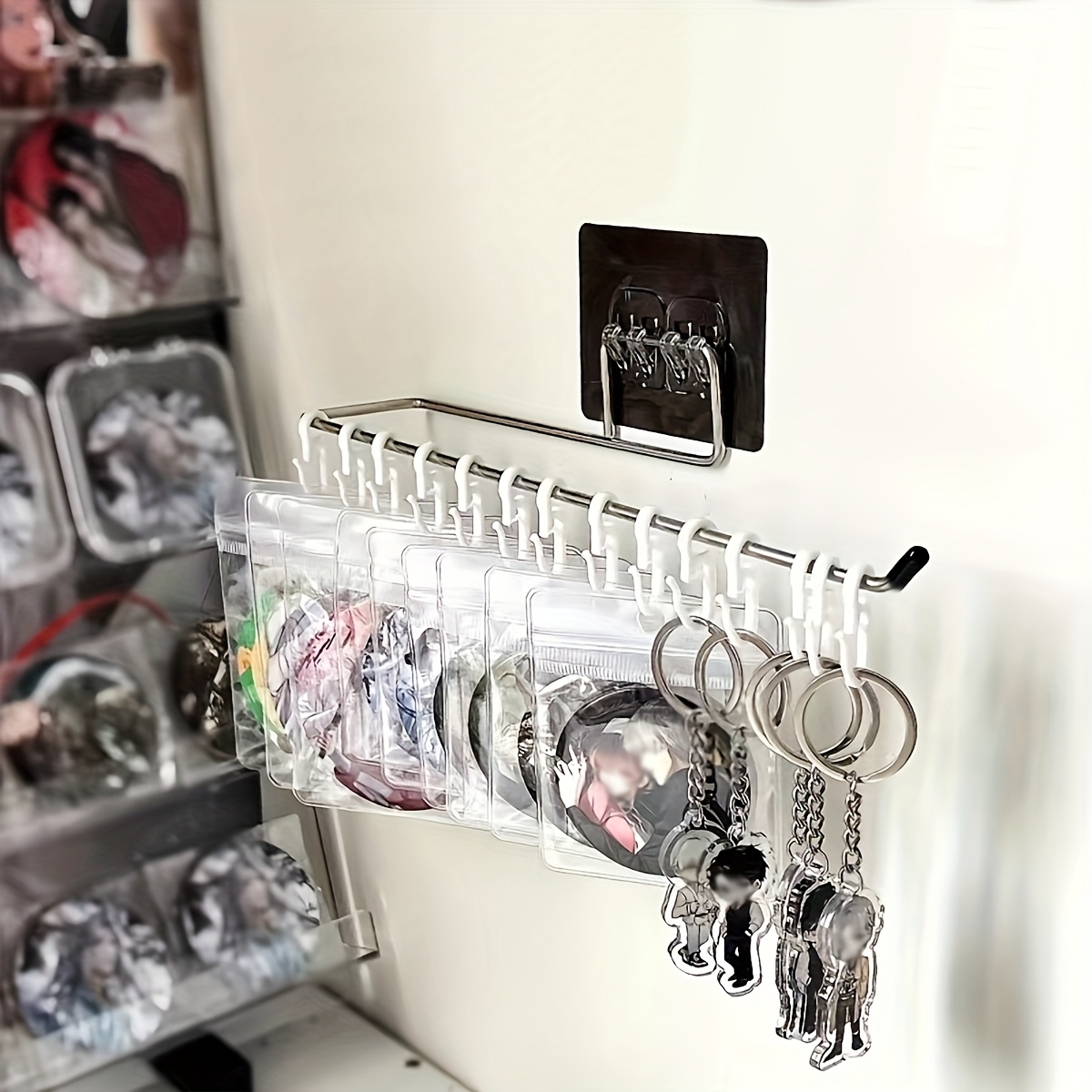 TEMU 1 Set Wall Mounted Stainless Rack Organizer - Modern Multifunctional Hooks For Multiple Items, Suitable For Jewelry, Necklaces, Bracelets, Hair