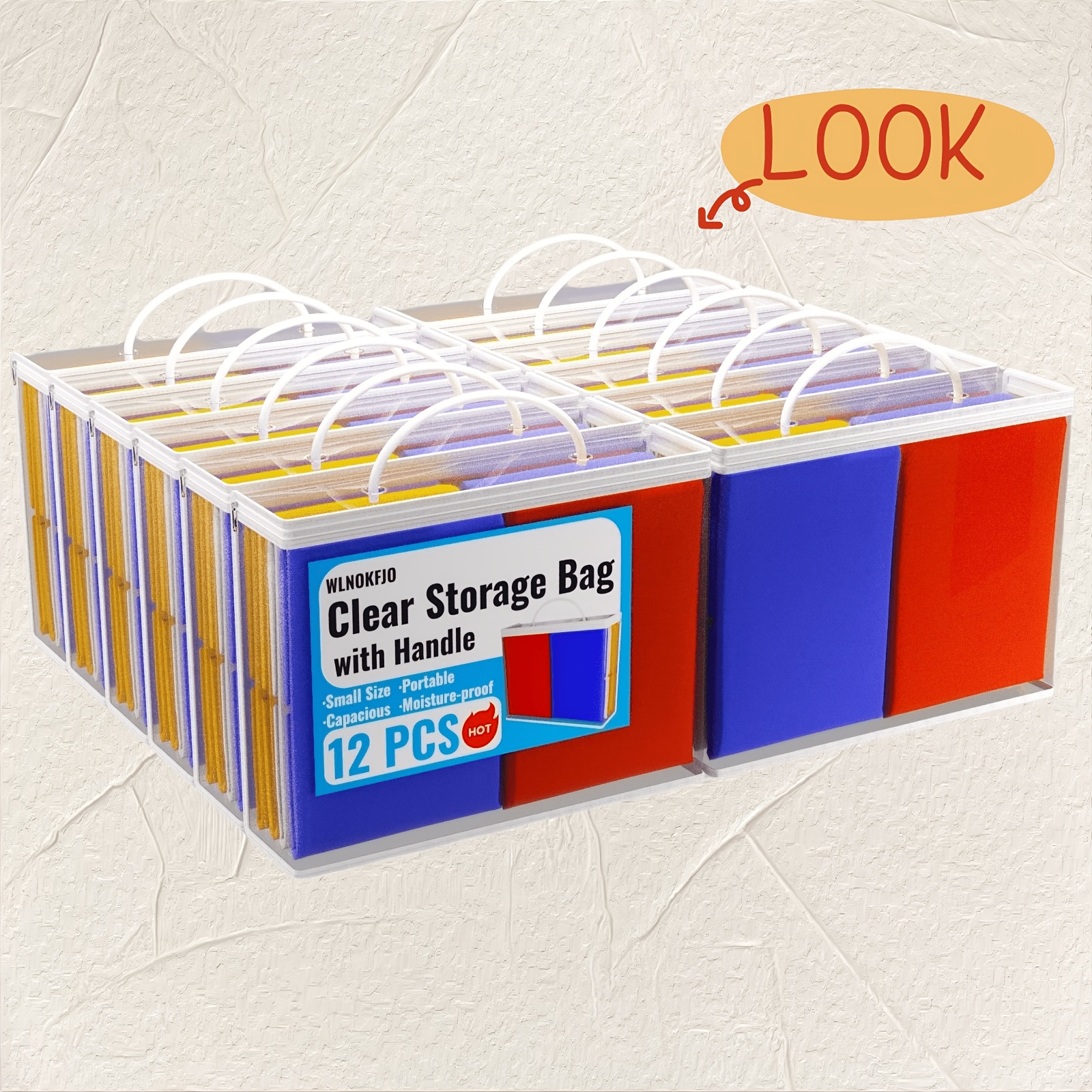 12-pack 14l Clear Sheet Storage Bags With Zipper And Handle, Plastic Sweater Storage Bins For Clothing, Vinyl Foldable Clothes Containers Organizers For Closet, Blankets, Bedding, Under-bed Storage
