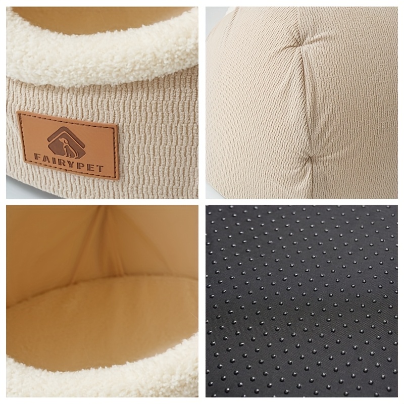 semi enclosed cat bed winter warm thickened padding removable and washable pet deep large space cat and dog bed for Product details 5