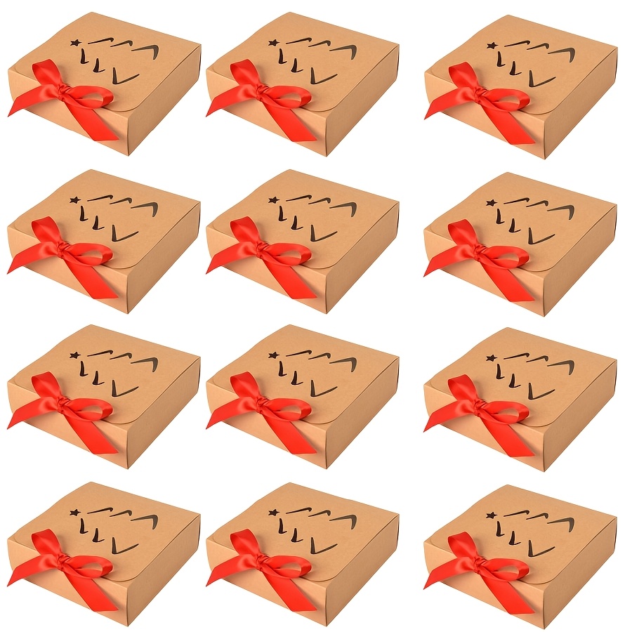 TEMU 12pcs Cajas de Regalo Minimalistas de Papel de Color Sólido Cuadradas con Abatible Contenedor de Regalo de Navidad con Cajas de Empaque para