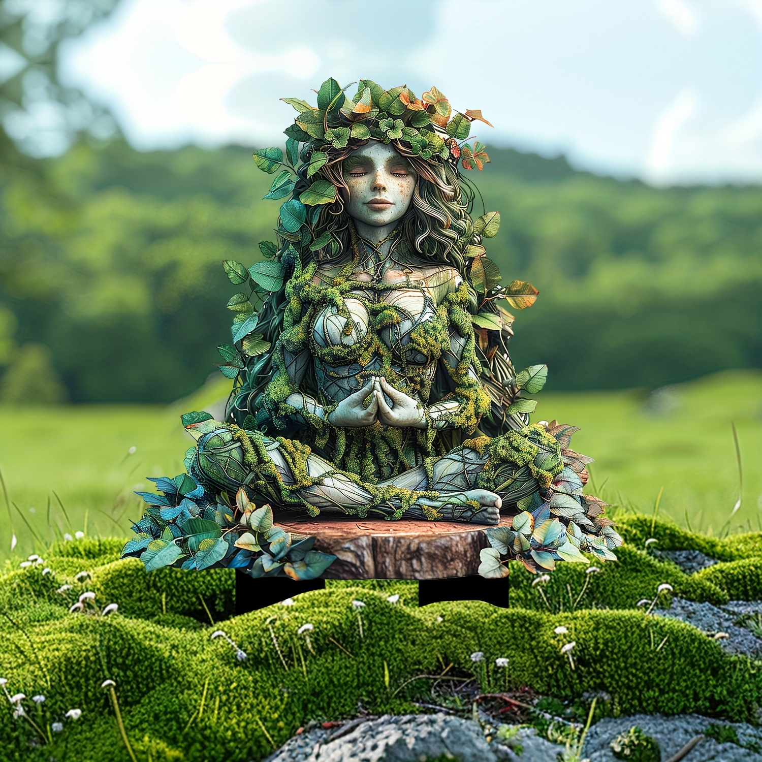 

Nature Goddess Meditation Statue: 11.8in X 9in Acrylic Outdoor Decor, Waterproof, Scratch & Chemical Resistant, No Burring Clean Cut Edges