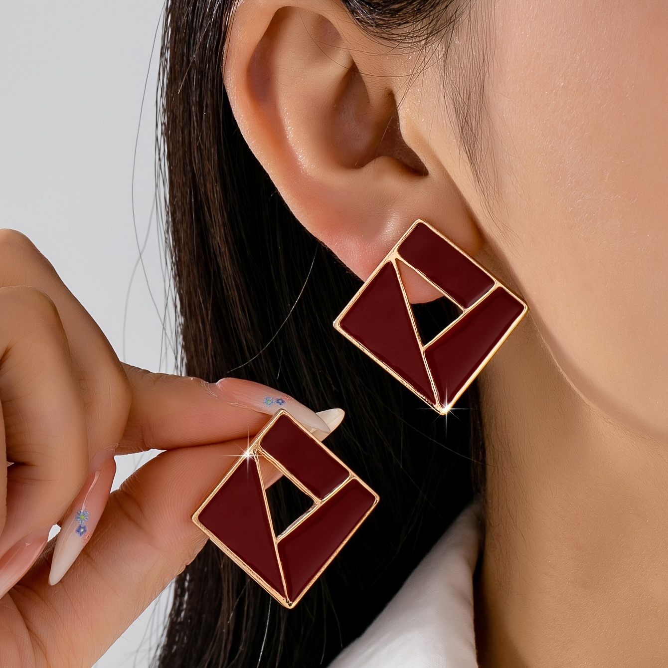 TEMU A Pair Of Trendy, Casual, Fashionable, Drip-painted, Versatile Stud Earrings For