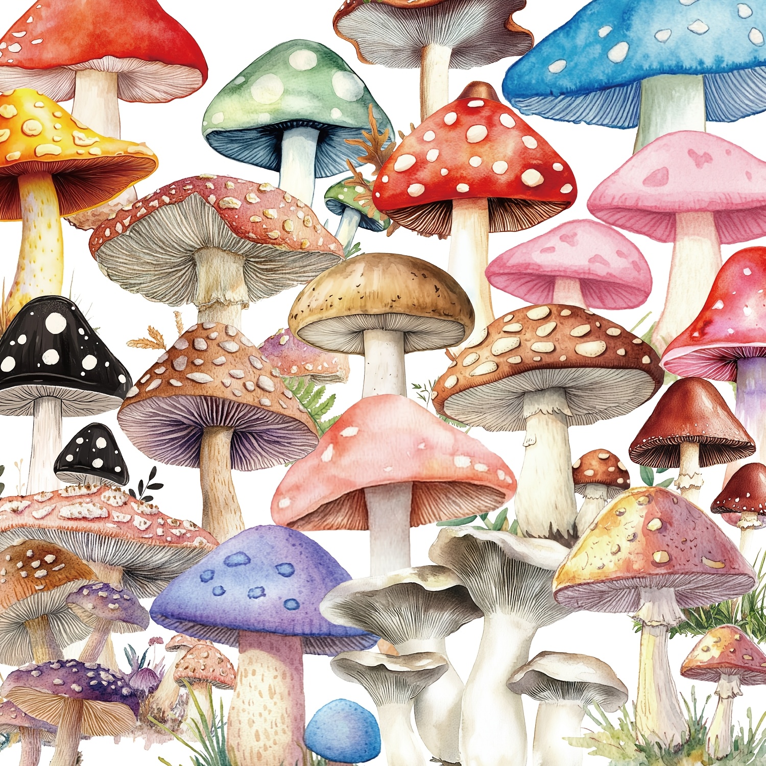 

50-pack Mushroom Cartoon Stickers, Creative Graffiti Decals For Phone, Laptop, Luggage, Journal, Gift, Pvc Self-adhesive, Irregular Shape, Single Use, For Plastic & Glass - Ywwbld