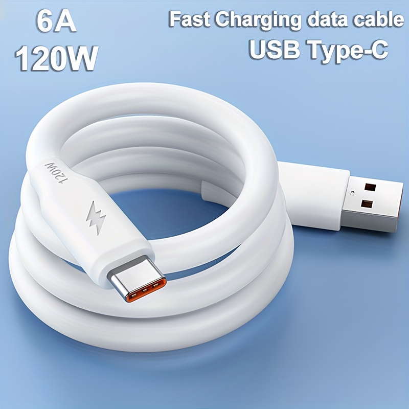 

120w 6a Super Fast Charging Soft Silicone Usb Type C Charge Cable For Samsung Galaxy A24 A54 A14 A13 S23 S22 Xiaomi 13 Redmi K50 P40 Phone Accessories Charger Usb C Cord