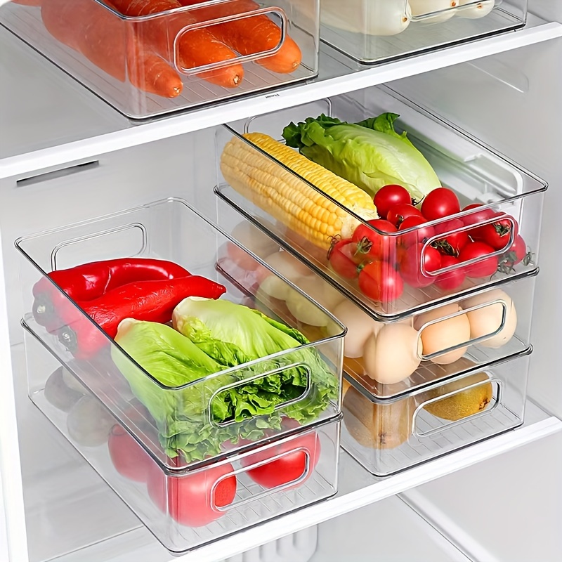 

3-pack Pet Stackable Kitchen Organizer Bins - Transparent Fridge Bins - Refrigerator Storage For Vegetables, Fruits, Snacks, Drinks - Clear Candy Serving Containers