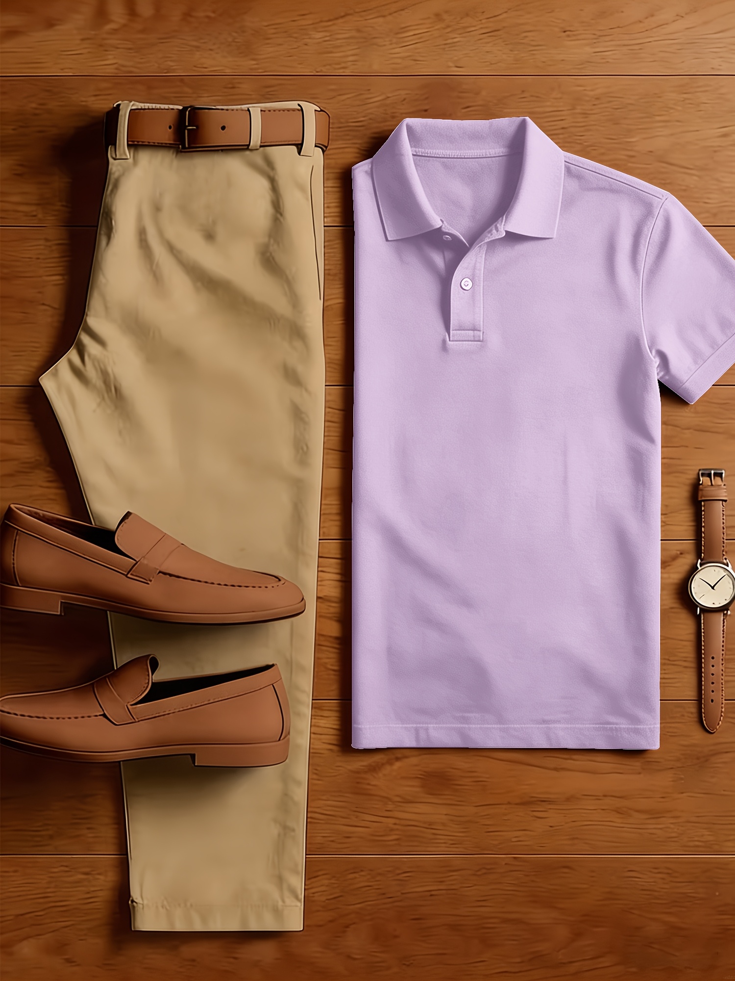 Men'S 2pcs Business Casual Outfit, Solid Color Polo Shirt + Slim Fit Suit Pants Set, Breathable Classic Fashion Set, Essential Spring & Summer Outfit for Office & Daily Wear