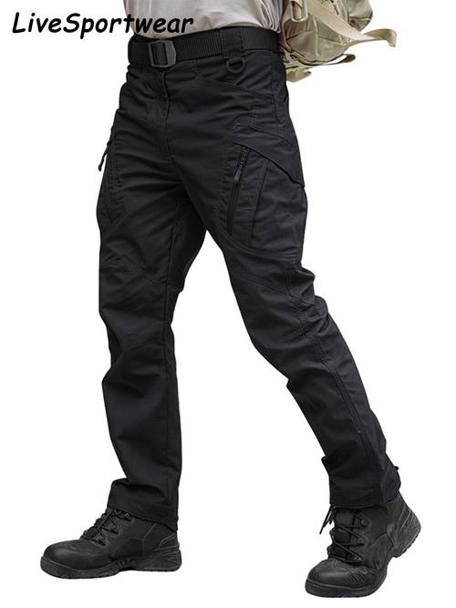 item picture mens cargo pants quick dry breathable moisture wicking anti tear elastic waistband multi functional pocket button closure with zip fly outdoor hiking training camping fishing cycling daily casual workwear trousers
